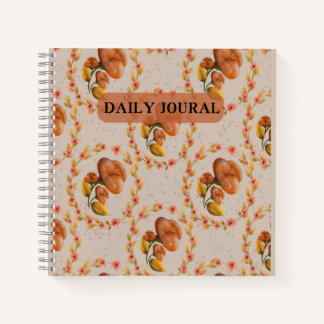 Mediterranean floral wreath pattern warm orange fl notizbuch