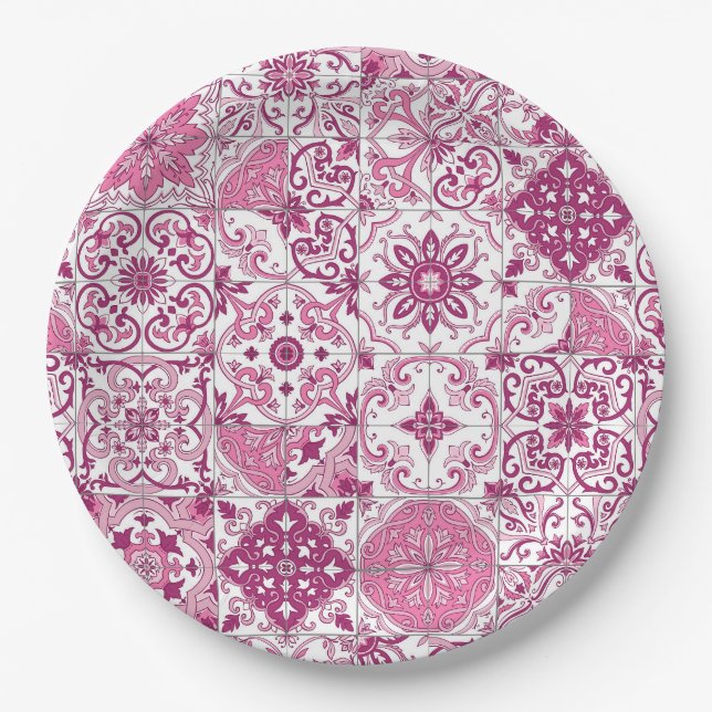 Mediterranean hues/ Azulejo tiles Pappteller (Vorderseite)