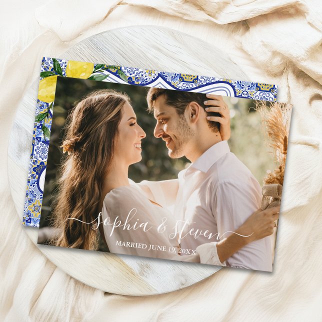 Mediterranean-Inspired Wedding with Lemon Accents Dankeskarte (Von Creator hochgeladen)
