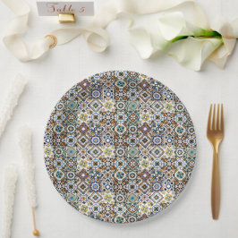 Mediterranean Italy Blue Tiles Bridal Shower  Pappteller
