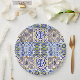 Mediterranean Italy Blue Tiles Bridal Shower  Pappteller