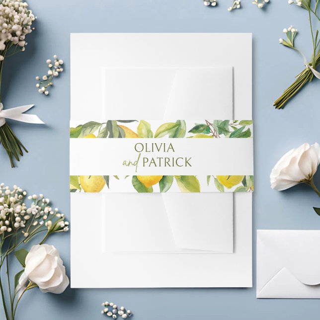 Mediterranean Italy Greece Lemon Vibrant Wedding Einladungsbanderole (Von Creator hochgeladen)