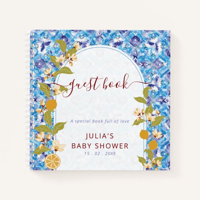 Mediterranean Lemon Amalfi Coast Baby Shower Notizbuch (Vorderseite)