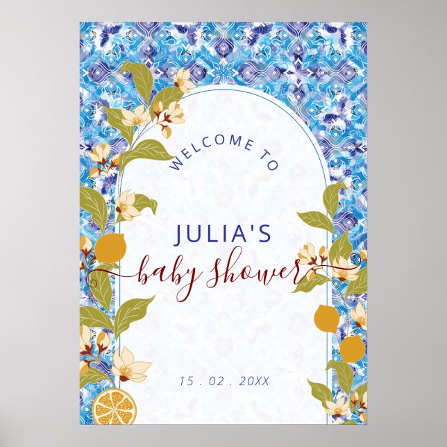 Mediterranean Lemon Amalfi Coast Baby Shower Poster (Vorne)