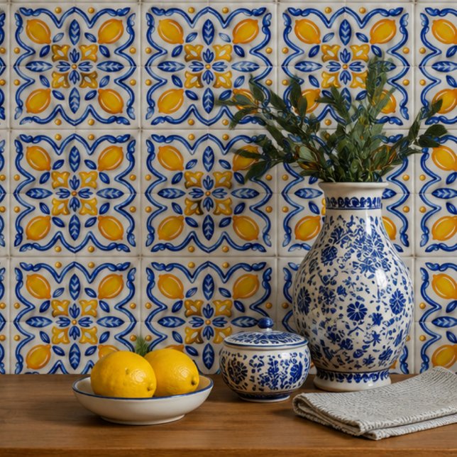 Mediterranean Lemon Blossom Ceramic Hand Painted  Fliese (Von Creator hochgeladen)