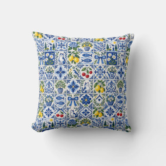 Mediterranean Lemon Blue Kissen