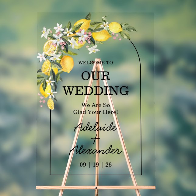 Mediterranean Lemon Citrus Wedding Collection Acrylschild (Neutral)