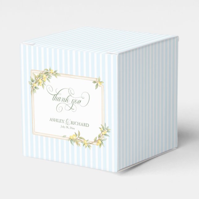 Mediterranean Lemon Coastal Stripe Wedding Geschenkschachtel (Vorderseite)