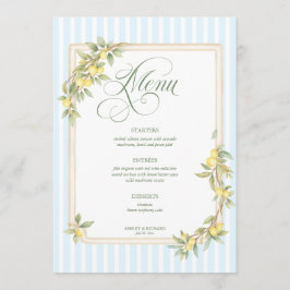 Mediterranean Lemon Coastal Stripe Wedding Menükarte