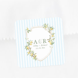 Mediterranean Lemon Coastal Wedding Square Sticker