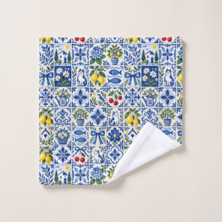 Mediterranean Lemon & Cobalt Blue Tile Garden Badhandtuch Set