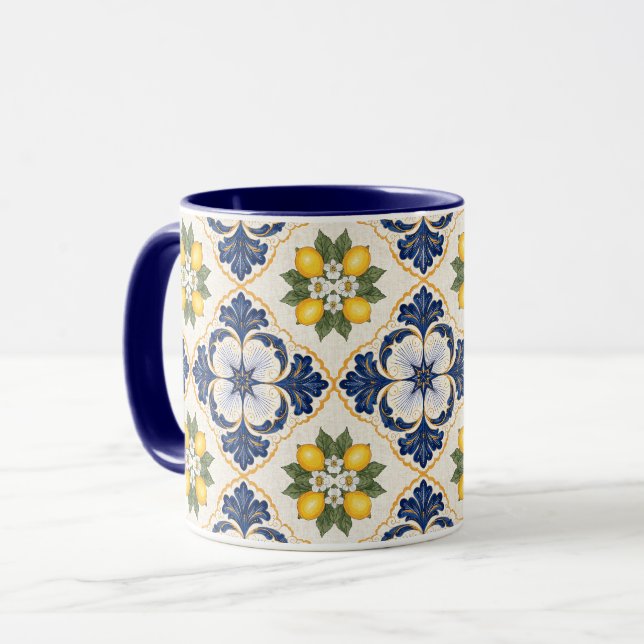 Mediterranean Lemon Tile Italian Talavera Tasse (Vorderseite Links)