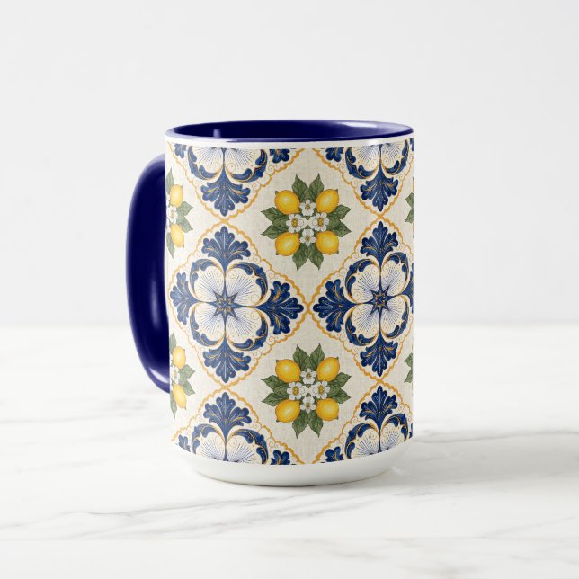 Mediterranean Lemon Tile Italian Talavera Tasse (Vorderseite Links)