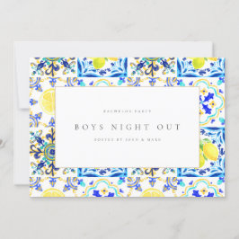 Mediterranean Lemon Tiles Bachelor Party Card Einladung