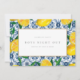 Mediterranean Lemon Tiles Bachelor Party Card Einladung