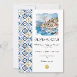 Mediterranean Lemon Tiles Wedding Einladung