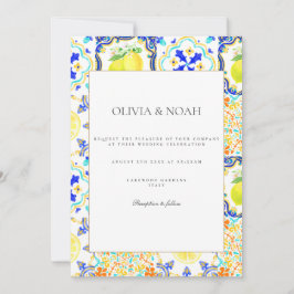 Mediterranean Lemon Tiles Wedding Einladung