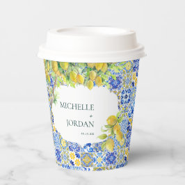 Mediterranean Lemon Tiles Wedding Pappbecher