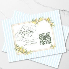 Mediterranean Lemon Wedding Registry QR Code Begleitkarte