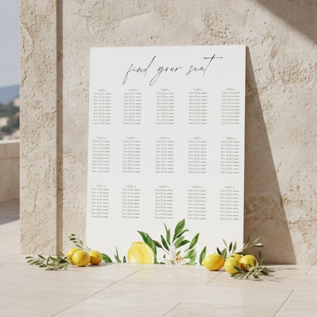 Mediterranean Lemon Wedding Seating Chart  Poster (Von Creator hochgeladen)