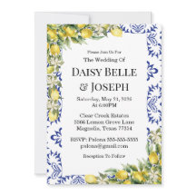 Mediterranean Lemons Blue Mosaic Tile Wedding