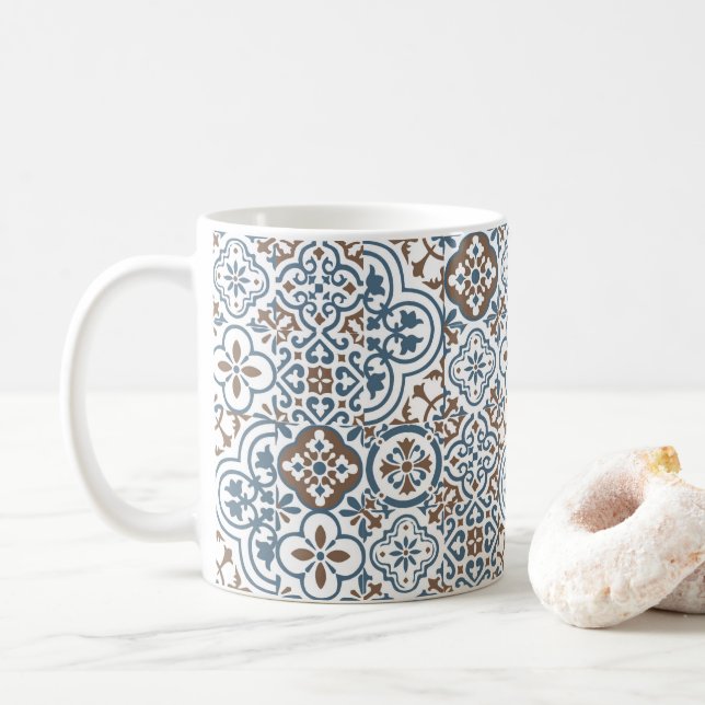 Mediterranean Moroccan Tile pattern Kaffeetasse (Mit Donut)