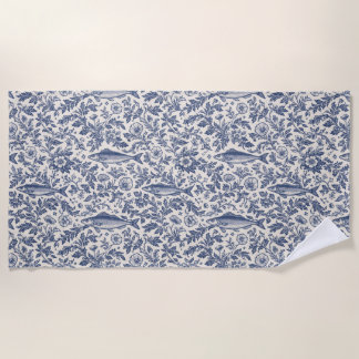 Mediterranean Sardine Chinoiserie Beach Towel | Bl Strandtuch