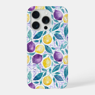 Mediterranean Style Lemon Pattern iPhone Case 15 Pro Hülle