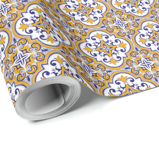 Mediterranean Tile Elegant Boho Geschenkpapier