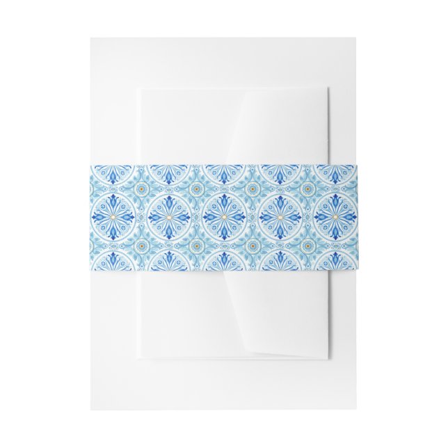 Mediterranean Tile Pattern | Amalfi Coast Wedding Einladungsbanderole (Vorderseite Beispiel)