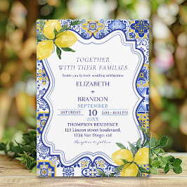 Mediterranean Tile Wedding with Lemons Einladung