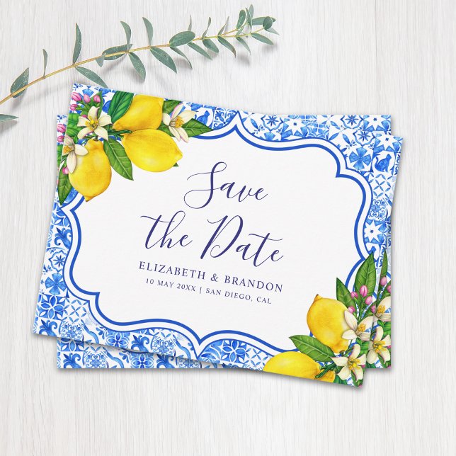 Mediterranean Tiles  Italian Style Wedding  Postkarte (Von Creator hochgeladen)