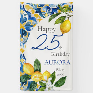 Mediterranean Tiles Lemon 25. Geburtstag Banner
