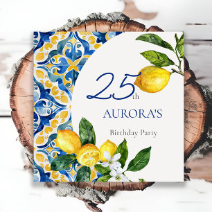 Mediterranean Tiles Lemon 25. Geburtstag Serviette