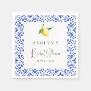 Mediterranean Tiles Lemon Brautparty Napkins Serviette