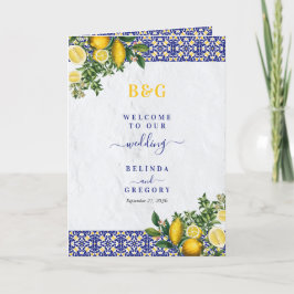 Mediterranean Tiles Lemon Wedding Order of Service Programm