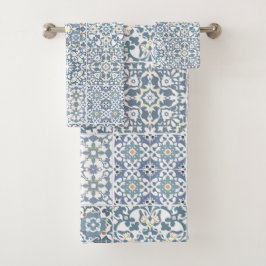 Mediterranean Tiles, Moroccan, Majolica, Azulejo Badhandtuch Set