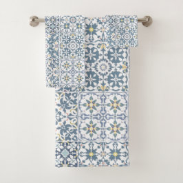 Mediterranean Tiles, Moroccan, Majolica, Azulejo Badhandtuch Set