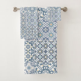 Mediterranean Tiles, Moroccan, Majolica, Azulejo Badhandtuch Set