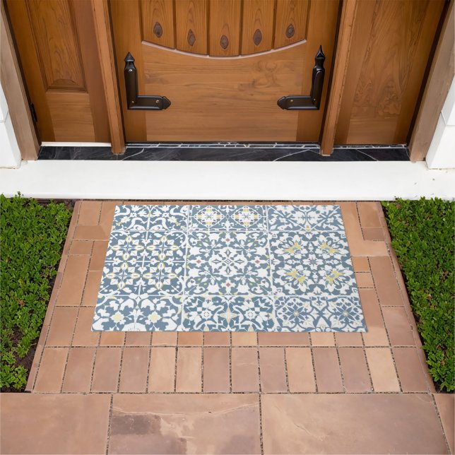Mediterranean Tiles, Moroccan, Majolica, Azulejo Fußmatte (Außenbereich)