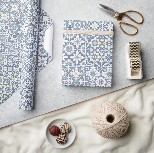 Mediterranean Tiles, Moroccan, Majolica, Azulejo Geschenkpapier (Kunsthandwerk)