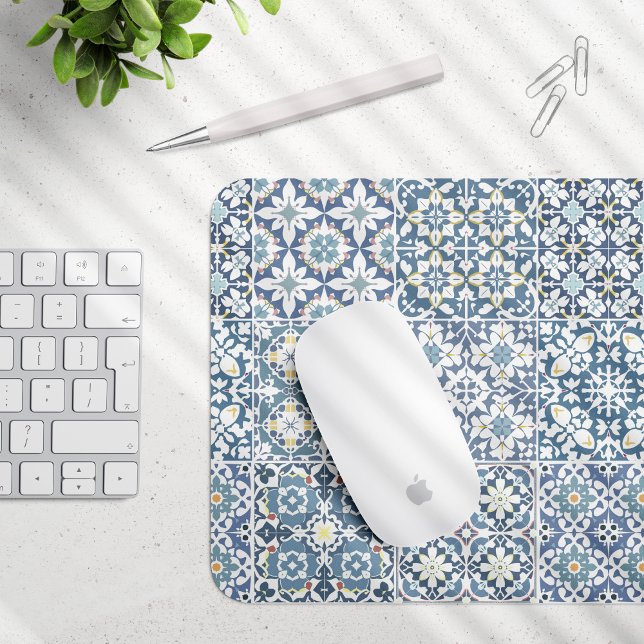 Mediterranean Tiles, Moroccan, Majolica, Azulejo Mousepad (Von Creator hochgeladen)