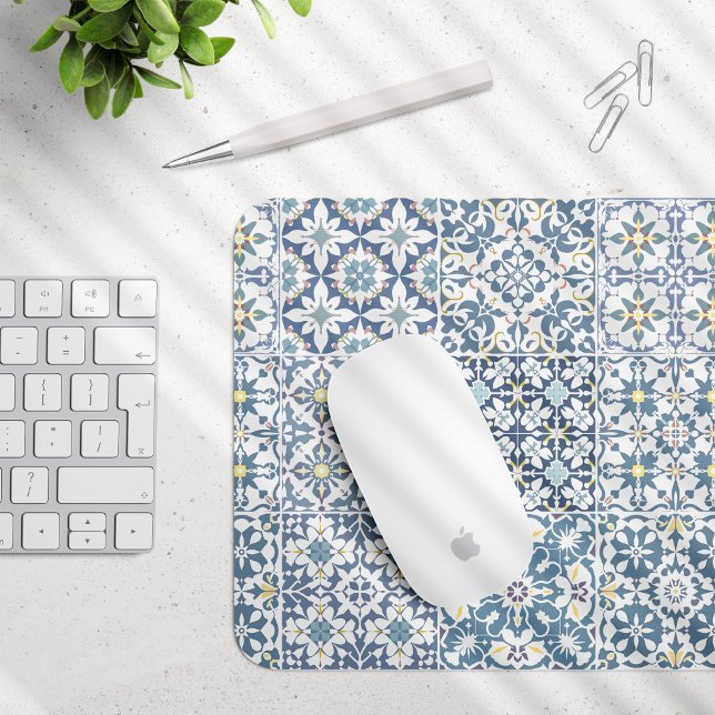 Mediterranean Tiles, Moroccan, Majolica, Azulejo Mousepad (Von Creator hochgeladen)