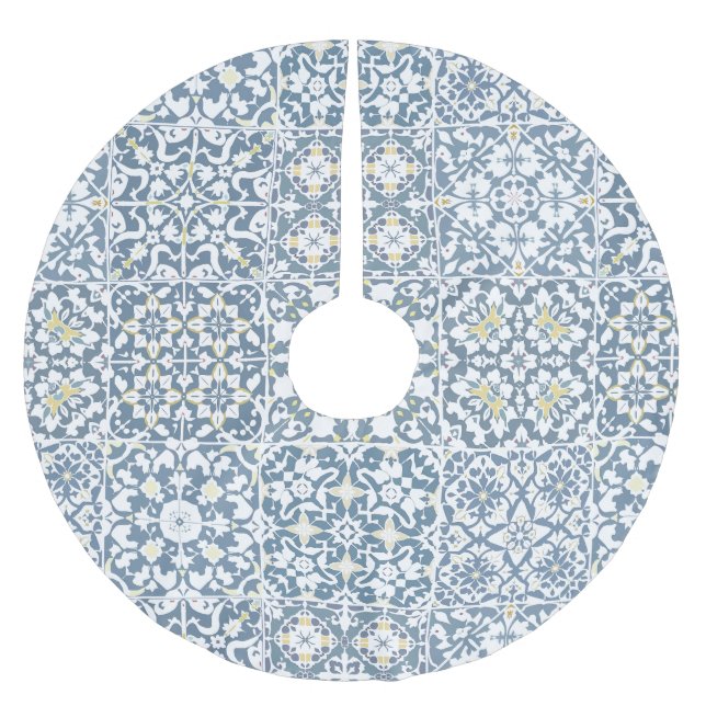 Mediterranean Tiles, Moroccan, Majolica, Azulejo Polyester Weihnachtsbaumdecke (Vorderseite)