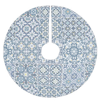Mediterranean Tiles, Moroccan, Majolica, Azulejo Polyester Weihnachtsbaumdecke