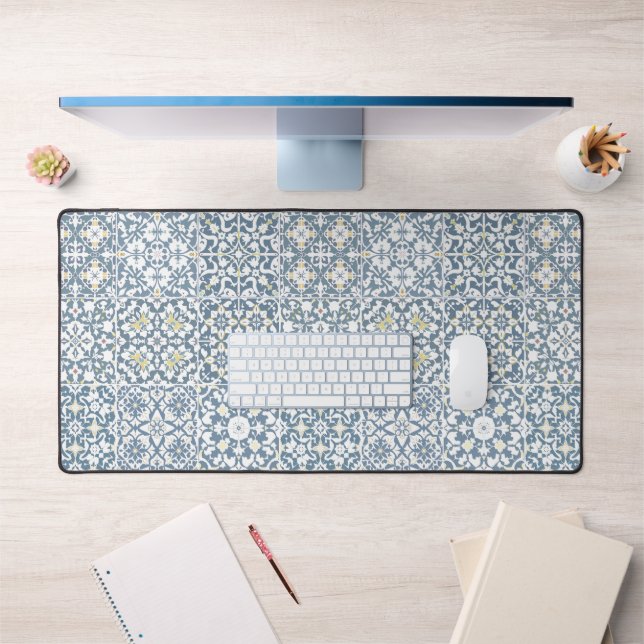 Mediterranean Tiles, Moroccan, Majolica, Azulejo Schreibtischunterlage (Büro 1)