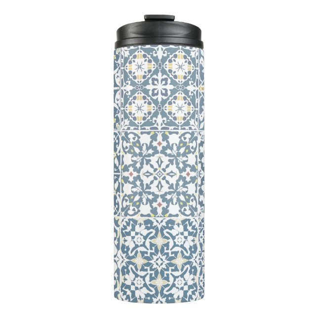 Mediterranean Tiles, Moroccan, Majolica, Azulejo Thermosbecher (Vorderseite)