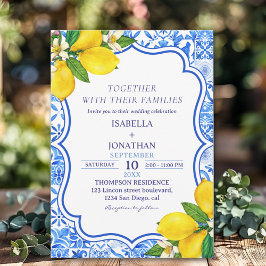 Mediterranean Tiles Summer Wedding with Lemons  Einladung