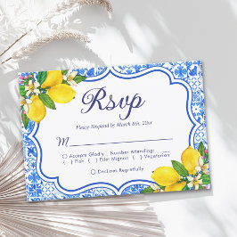 Mediterranean Wedding Style with Italian Tiles RSVP Karte