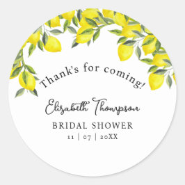 Mediterranean Yellow Lemon Bridal shower Runder Aufkleber